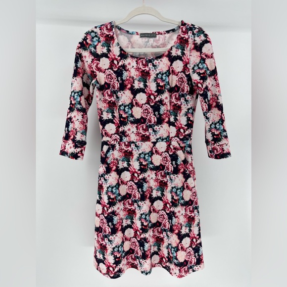 Brixon Ivy Floral Stretchy Textured Knit Dress, Pockets, Women’s XS - Picture 1 of 7